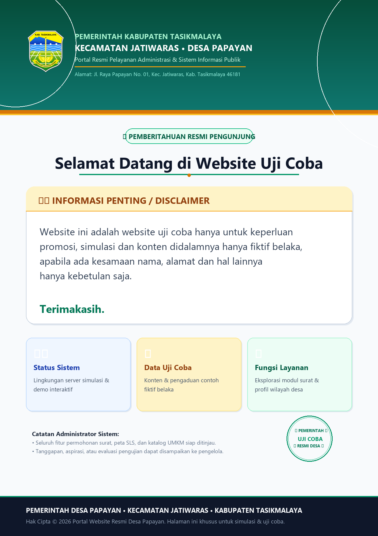 Selamat Datang di Website Uji Coba